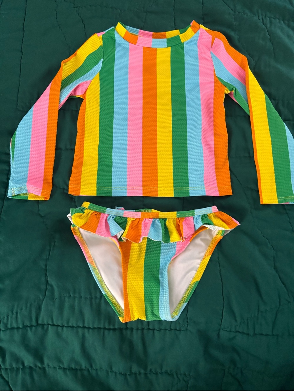 Kids Multicolor Stripe Rash Guard Two-Piece Swim Set